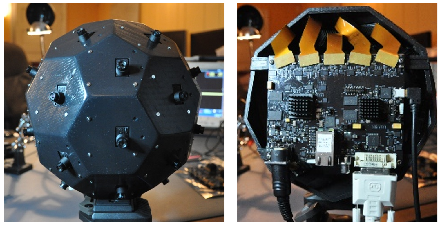External and internal views of a multiple-aperture wide-field-of-view sensor